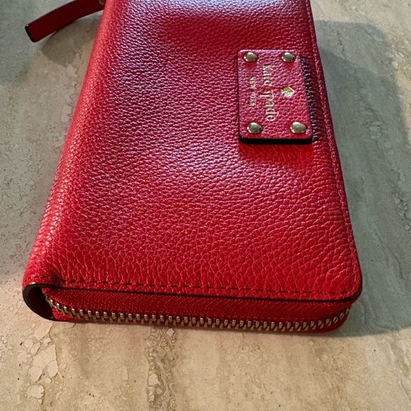 Kate Spade Red Zip Around Leather Wallet - Picture 6 of 15